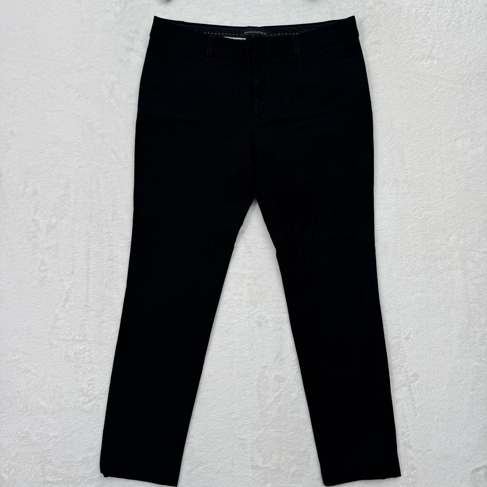 Banana Republic Pants Womens 4 Black Sloan Slim Fit Mid Rise Tapered Stretch